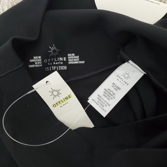 OFFLINE By Aerie Real Me High Waisted Crossover Rib Super Flare Legging black XS - Picture 5 of 11